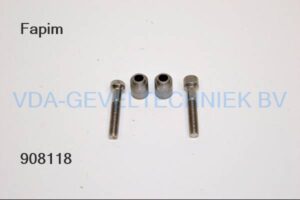 Fapim montage RVS set scharnier  2 x inbusbout M8 x45 /  16.5-23  2 x 2 delige schroefbus  in plastic zakje