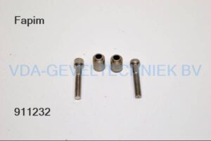 Fapim montage RVS set scharnier  2 x inbusbout M8 x45 / 15-18  2 x 2 delige schroefbus  in plastic zakje