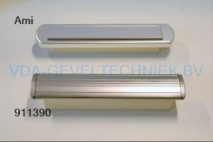 Ami Brievenbus Briefplaat afgerond +Tochtklep recht Buitenplaat RVS-look binnenklep Aluminium deur 68/72 mm