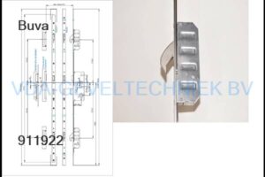 Buva meerpuntssluiting 6220 65/72/20x1772 mm Rechts krukbediend 2x haak (greep) (klink) afgerond