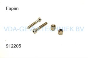 Fapim montage RVS set scharnier  2 x inbusbout M8 x45 / 12-15  2 x 2 delige schroefbus  in plastic zakje. Type 6664BX